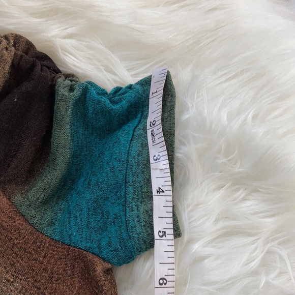 Signature by Bobbi Bee brown blue sweater cowl neck midi short sleeved dress - Picture 12 of 17